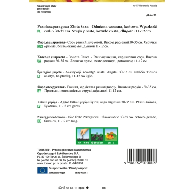 Fasola Szparagowa Złota Saxa Nasiona